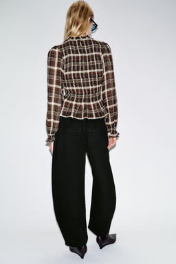 CHECK SMOCKED SHIRT - Zara фото 13