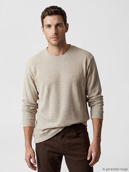Bisiklet Yaka Dokulu Erkek Sweatshirt