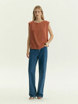 Блузка без рукавов, B2815/squirrel - Emka фото 2