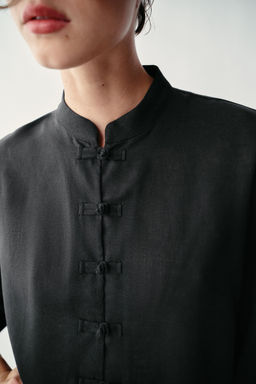 CAMISA ALAMARES CON LINO / Gris / Azul - Zara фото 4