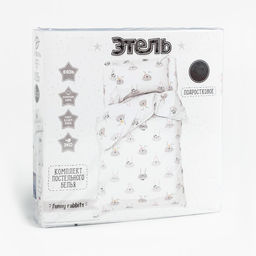 Постельное бельё Этель 1,5 сп Funny rabbits, 143х215 см, 150х214 см, 50х70 см -1 шт, 100 % хлопок, бязь  фото 5