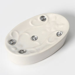 Аксессуары для ванной Доляна Изящный барельеф, 4 предмета, дозатор 250 мл, мыльница, 2 стакана, белые  фото 7