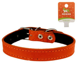 Ошейник кожаный на синтепоне, 45 х 2 см, ОШ 25-35 см, оранжевый