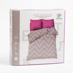 Постельное бельё Этель евро Сиренево-серые зигзаги 200х217 см, 240*220 см, 70х70 см - 2 шт., поплин 125 г/м  фото 5