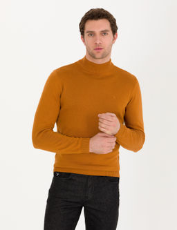 Базовый вязаный свитер приталенного кроя с корицей Fisherman - Cacharel фото 3