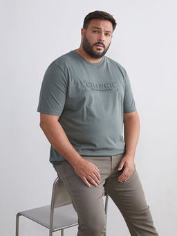 Bisiklet Yaka K?sa Kollu Bask?l? Penye Erkek Ti??rt