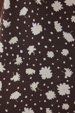 Kahverengi Etegi Belden Ac?lan Cicekli Maxi Dokuma Elbise TWOSS25EL00577 - Trendyolmilla фото 3