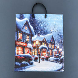 Цена за 5 шт. Пакет «Рождественская ночь», полиэтиленовый с пластиковой ручкой, 37.5×44.5 см