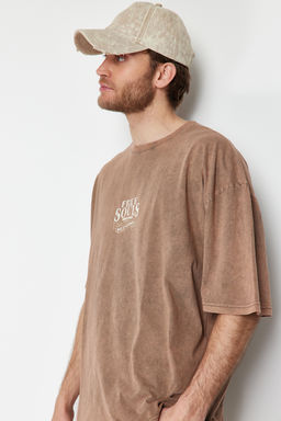 TRENDYOL MAN Antrasit Unisex Oversize/Genis Kesim Soluk Efektli Kartal Bask?l? %100 Pamuk T-Shirt TMNSS24TS00006 - Trendyolmilla фото 16