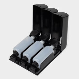 Диспенсер для мыла SAVANNA, механический, 3 отсека по 350 мл, шампунь, кондиционер, гель, чёрный фото 5