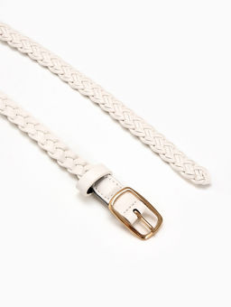 Ремень женский плетёный, 110×1.8 см, пряжка металл, золотистая, белый