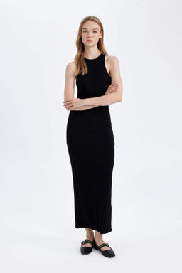 Bodycon Halter Yaka Fitilli Kaskorse Maxi Kolsuz Elbise - Defacto фото 3