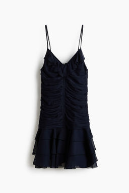 Vestido drapeado de gasa con tirantes finos