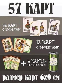 Игра карточная "Блеф алко 18+. Еще по одной" (64 карточки)
