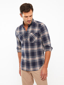 Regular Fit Uzun Kollu Ekose Gabardin Erkek G?mlek