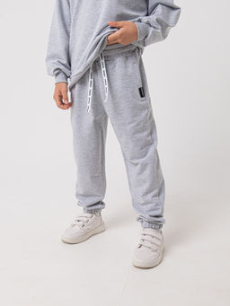 Джоггеры облегченные "Серый меланж" с карманами 7+