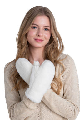 Варежки меховые на резинке ВАНИЛЬ - Woollamb фото 2
