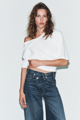 TRF WIDE-LEG CROSSED WAIST HIGH-WAIST JEANS - Zara фото 13