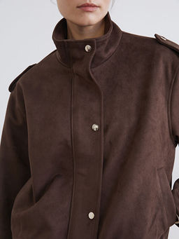 Dik Yaka Oversize Kad?n S?et G?r?n?ml? Ceket