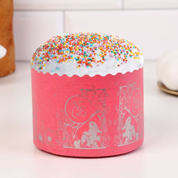 Цена за 1200 шт. Форма для кулича бумажная ХВ Зайчата, 12.4?9 см, розовая