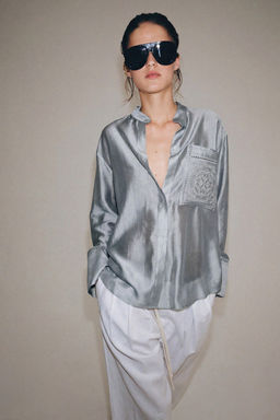 CAMISA BOLSILLO BORDADO ZW COLLECTION / Gris azul
