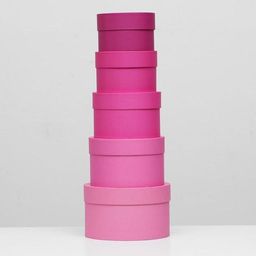 Набор круглых подарочных коробок 5 в 1 Пантон 230 - однотонный, 23?23?14 - 15?15?10 см - UPAK LAND фото 3