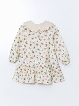 Bebe Yaka Kurdele Desenli K?z ?ocuk Elbise