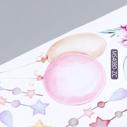 Наклейка пластик интерьерная цветная "Слонёнок на радуге с венком" набор 2 листа 30х60 см