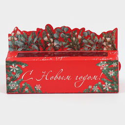 Цена за 5 шт. Коробка для макарун «С Новым годом!» 18×5.5×5.5 см