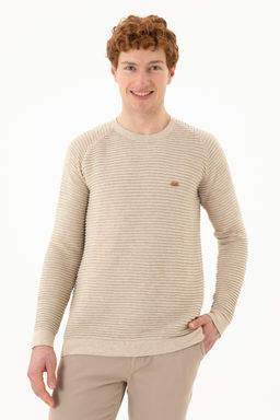 Свитер мужской U.S. Polo Assn каменный меланж из хлопка  фото 8