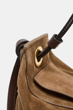 BOLSO DE MANO PIEL ALARGADO / ARENA/MARR?N - Zara фото 6