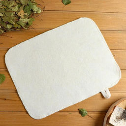 Коврик - сидушка для бани и сауны, 44×34 см, 70% полиэфир, 30% шерсть, белый, «Добропаровъ»