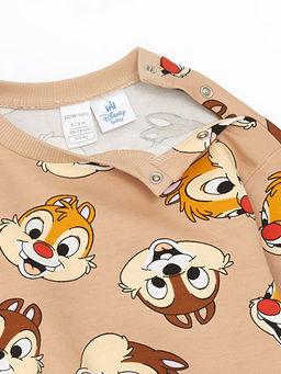 Bisiklet Yaka Uzun Kollu Chip and Dale Bask?l? Erkek Bebek Sweatshirt ve E?ofman Alt 2li Tak?m - Waikiki фото 3