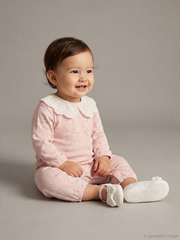 Bebe Yaka ?i?ekli K?z Bebek Tulum