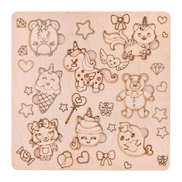 Пазл вкладыш Единороги нецветной