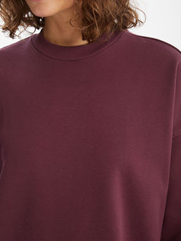 Bisiklet Yaka Oversize Kad?n Kal?n Sweatshirt