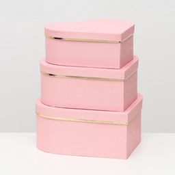 Набор подарочных коробок 3 в 1 Сердца розовый, 28.5?26?11 - 23.5?21?8.5 см