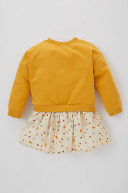 Платье с длинными рукавами и цветочным принтом для маленьких девочек - Defacto фото 5