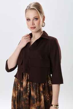 Платье NIKVA н514-5 шоколад и кофейный леопард  фото 6