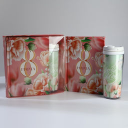 Подарочный набор, ежедневник А5, 80 л. и термостакан 350 мл С 8 марта