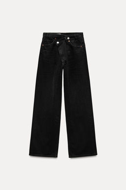 HIGH-WAIST TRF WIDE-LEG JEANS WITH CROSSOVER WAISTBAND - Zara фото 9