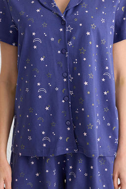 Trendyolmilla Gri Melanj Galaksi Desenli Sortlu Orme Pijama Tak?m? THMSS25PT00011  фото 10