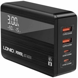 Зарядное устройство сетевое LDNIO (A4808Q, LD_C3482) 5.0А, PD+PPS+SCP+QC, 70W, 4*USB, черное