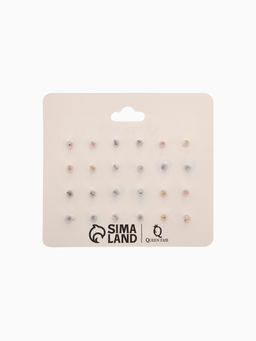 Цена за 2 шт. Серьги пусеты 12 пар «Фантазия» сердца, бело-розовый в золоте