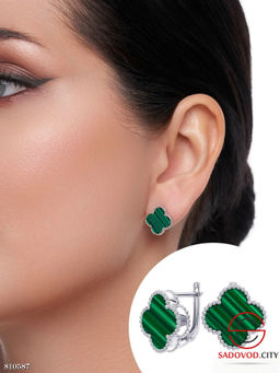 Серьги с имитацией малахита
