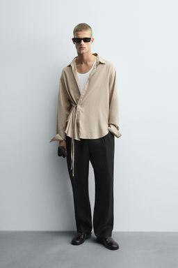 LINEN-VISCOSE TIE SHIRT
