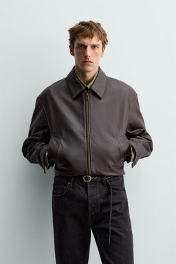 AARON LEVINE X ZARA LEATHER BOMBER JACKET  фото 2