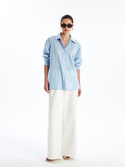 D?z Uzun Kollu Oversize Kad?n G?mlek