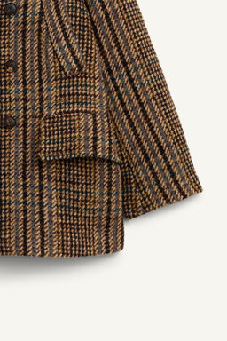 LIMITED EDITION CROPPED CHECK COAT WITH SCARF - Zara фото 13