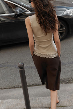 TOP DRAPEADO ENCAJE / Cuerda oscuro - Zara фото 4